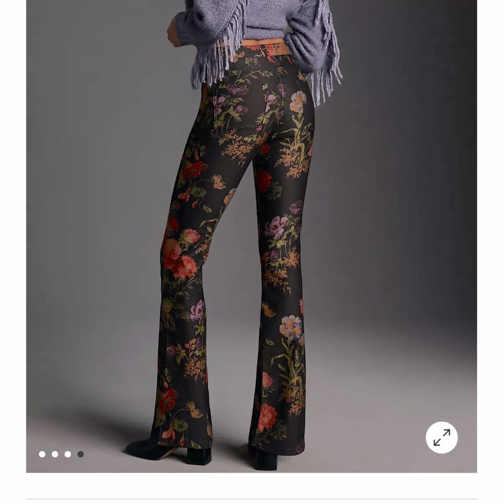 NWOT Anthropologie Icon Floral High-Rise Black Pants SOLD OUT online